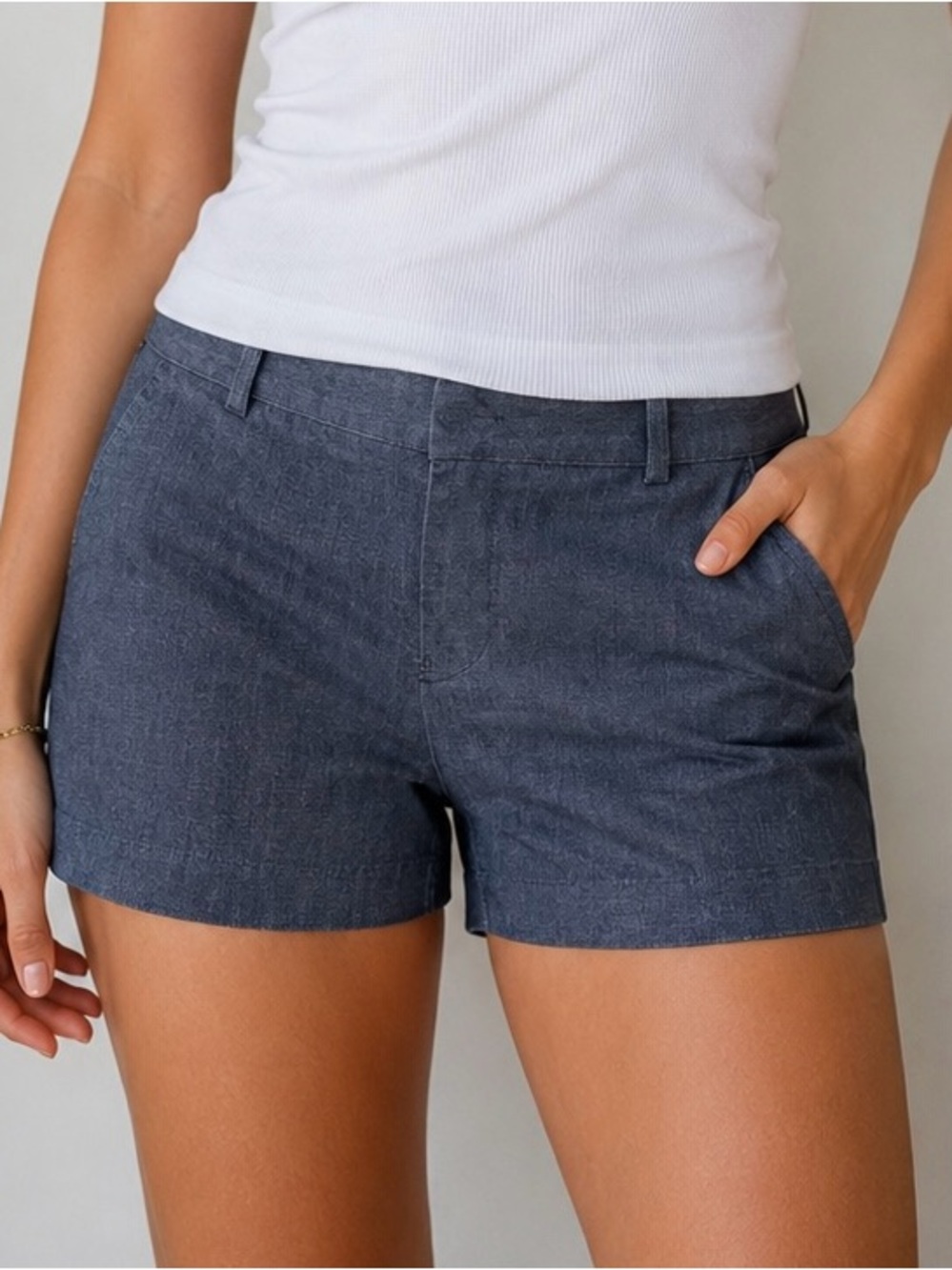 Banana Republic Hampton Petite 00P Dark Chambray Tailored Shorts